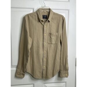 Abercrombie & Fitch Button Down Shirt Men's M Brushed Cotton Long Sleeve Tan